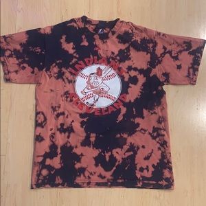 Retro Hand dip dye Cleveland Indians T-shirt MLB